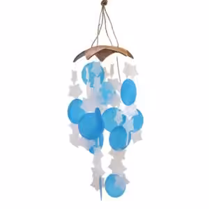 Coconut & Capiz Windchimes – Blue and White Stars – 30cm | www.artisan-gifts.co.uk 1