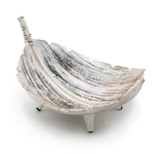 Coconut Leaf Large Fruit Bowl – Whitewash | www.artisan-gifts.co.uk 1
