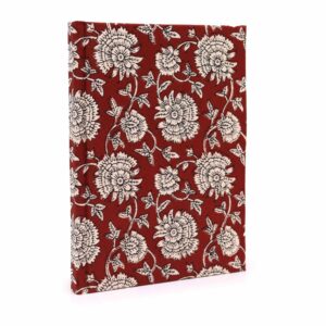 Cotton Bound Notebooks 20x15cm – 96 pages – Burgundy Floral | www.artisan-gifts.co.uk