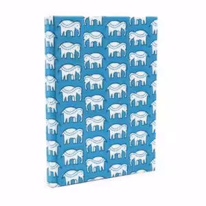 Cotton Bound Notebooks 20x15cm – 96 pages – Teal Elephants | www.artisan-gifts.co.uk