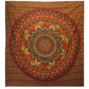 Double Cotton Bedspread + Wall Hanging – Classic Mandala – Green | www.artisan-gifts.co.uk