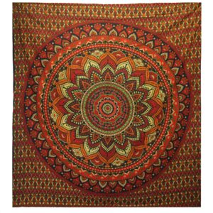 Double Cotton Bedspread + Wall Hanging – Classic Mandala – Green | www.artisan-gifts.co.uk