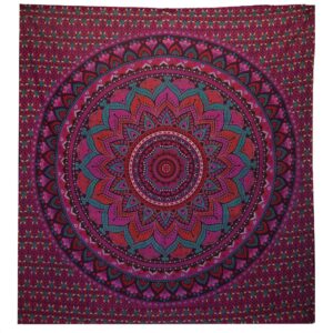 Double Cotton Bedspread + Wall Hanging – Classic Mandala – Purple | www.artisan-gifts.co.uk