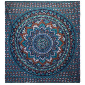 Double Cotton Bedspread + Wall Hanging – Classic Mandala – Turquoise | www.artisan-gifts.co.uk