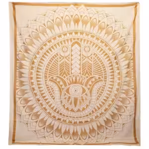 Double Cotton Bedspread + Wall Hanging – Hamsa – White Gold | www.artisan-gifts.co.uk 1