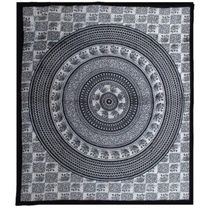 Double Cotton Bedspread + Wall Hanging – Mono – Elephant Mandala | www.artisan-gifts.co.uk