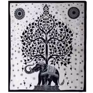 Double Cotton Bedspread + Wall Hanging – Mono – Elephant Tree | www.artisan-gifts.co.uk