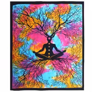 Double Cotton Bedspread + Wall Hanging – Yoga Tree | www.artisan-gifts.co.uk