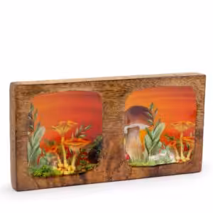 Double Trinket Tray 20x10x2.5cm – Mushroom Design Maroon | www.artisan-gifts.co.uk 1