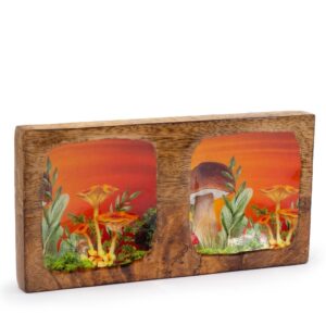 Double Trinket Tray 20x10x2.5cm – Mushroom Design Maroon | www.artisan-gifts.co.uk 1