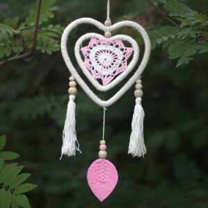 Dream Catcher – Medium Pink Heart in Heart | www.artisan-gifts.co.uk 1