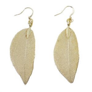 Earrings – Bravery Leaf – Gold | www.artisan-gifts.co.uk 1