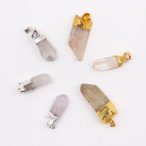 Gemstone Clear Quartz Gold & Silver Plated Pendants (6 assorted) | www.artisan-gifts.co.uk 1