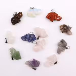 Gemstone Lucky Elephants Pendants (12 assorted) 25x15mm | www.artisan-gifts.co.uk 1