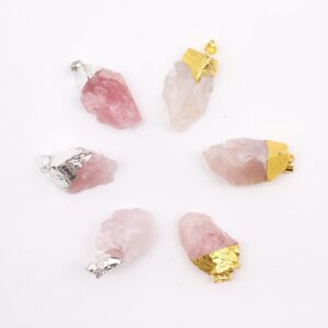 Gemstone Rose Quartz Gold & Silver Plated Pendants (6 assorted) | www.artisan-gifts.co.uk 1