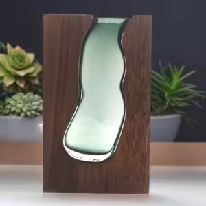 Glass Vase/Terrarium inside Dark Tung Wood | www.artisan-gifts.co.uk 1