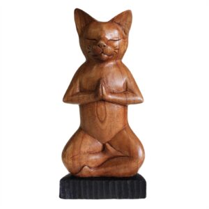 Handcarved Yoga Cats – Lotus | www.artisan-gifts.co.uk 1