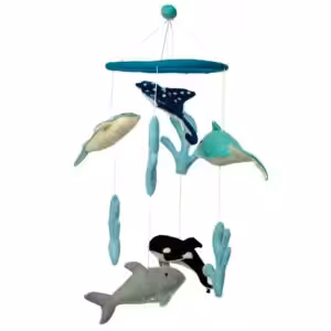 Handmade Felt Mobile – Dolphines & Sealife | www.artisan-gifts.co.uk