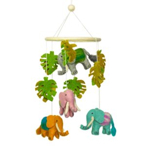 Handmade Felt Mobile – Elephant | www.artisan-gifts.co.uk