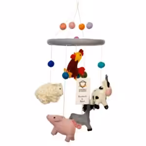 Handmade Felt Mobile – Farm Animals | www.artisan-gifts.co.uk