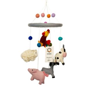 Handmade Felt Mobile – Farm Animals | www.artisan-gifts.co.uk