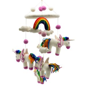 Handmade Felt Mobile – Rainbow Unicorns | www.artisan-gifts.co.uk