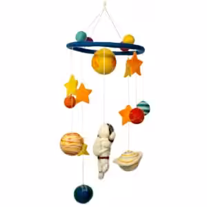 Handmade Felt Mobile – Starman & Planets | www.artisan-gifts.co.uk