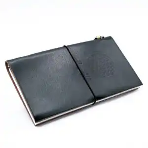 Handmade Leather Journal – Flower of Life – Green (80 pages) | www.artisan-gifts.co.uk 1