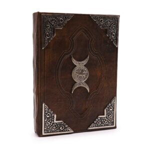Heafty Brown Tan Book – Zinc Triple Moon Decor – 200 Deckle Edges Pages – 26x18cm | www.artisan-gifts.co.uk 1