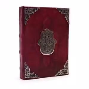 Heafty Red Tan Book – Zinc Hamsa Decor – 200 Deckle Edges Pages – 26x18cm | www.artisan-gifts.co.uk 1
