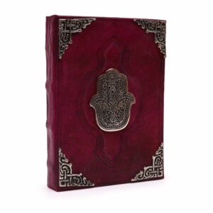 Heafty Red Tan Book – Zinc Hamsa Decor – 200 Deckle Edges Pages – 26x18cm | www.artisan-gifts.co.uk 1