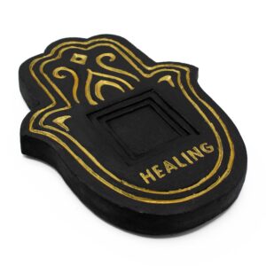 Healling Incense Plate – Black & Gold Lava-Stone Effect | www.artisan-gifts.co.uk 1