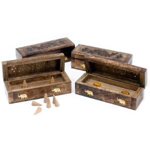 Incense Cone Smoke Box 6″ – Mango Wood | www.artisan-gifts.co.uk 1