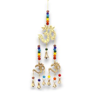 Indian Chimes – Brass Om with Chakra Beads – 7 Bells | www.artisan-gifts.co.uk