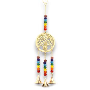 Indian Chimes – Brass Tree of Life with Chakra Beads – 3 Bells | www.artisan-gifts.co.uk