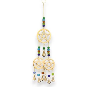 Indian Chimes – Brass Tri-Pentagram – 7 Bells | www.artisan-gifts.co.uk