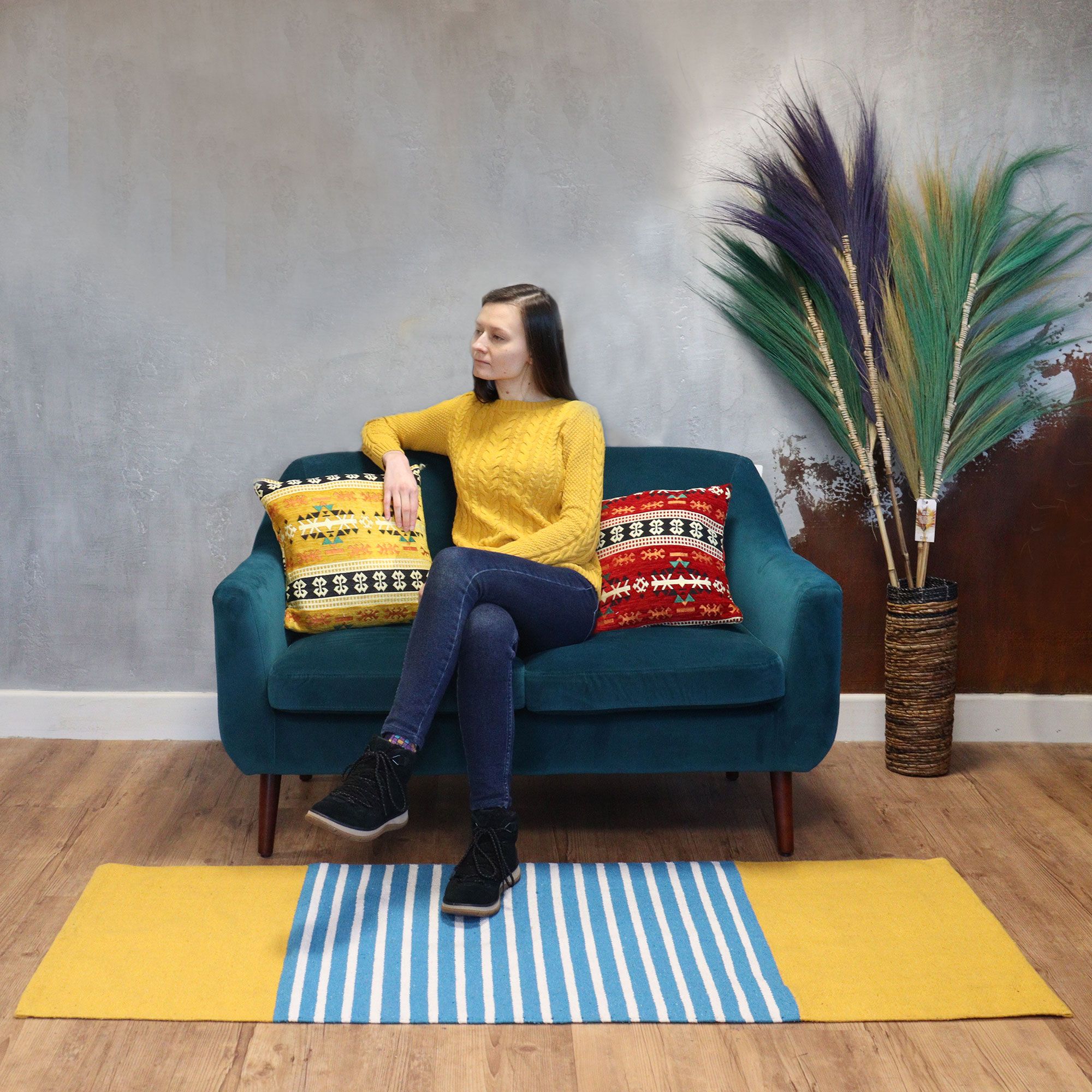 Indian Cotton Rug – 70x170cm – Yellow/ Blue | www.artisan-gifts.co.uk 6 Indian Cotton Rug – 70x170cm – Yellow/ Blue | www.artisan-gifts.co.uk 5