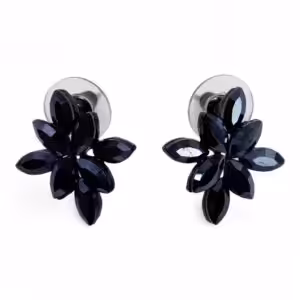 Jet Black – Vintage Glass – Flowers – Earrings | www.artisan-gifts.co.uk 1