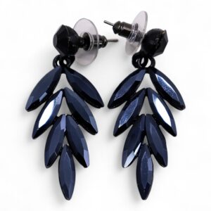 Jet Black – Vintage Glass – Long Drop – Earrings | www.artisan-gifts.co.uk 1