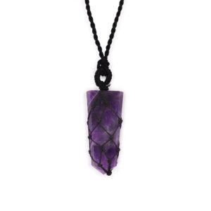 Laced Gemstone Flat Point Pendant – Amethyst | www.artisan-gifts.co.uk 1