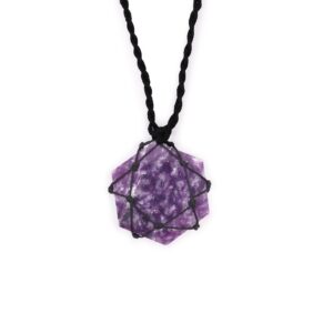 Laced Gemstone Hexagon Pendant – Lepidolite | www.artisan-gifts.co.uk 1