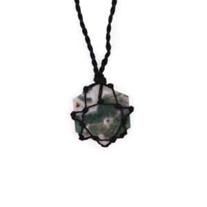 Laced Gemstone Hexagon Pendant – Moss Agate | www.artisan-gifts.co.uk 1