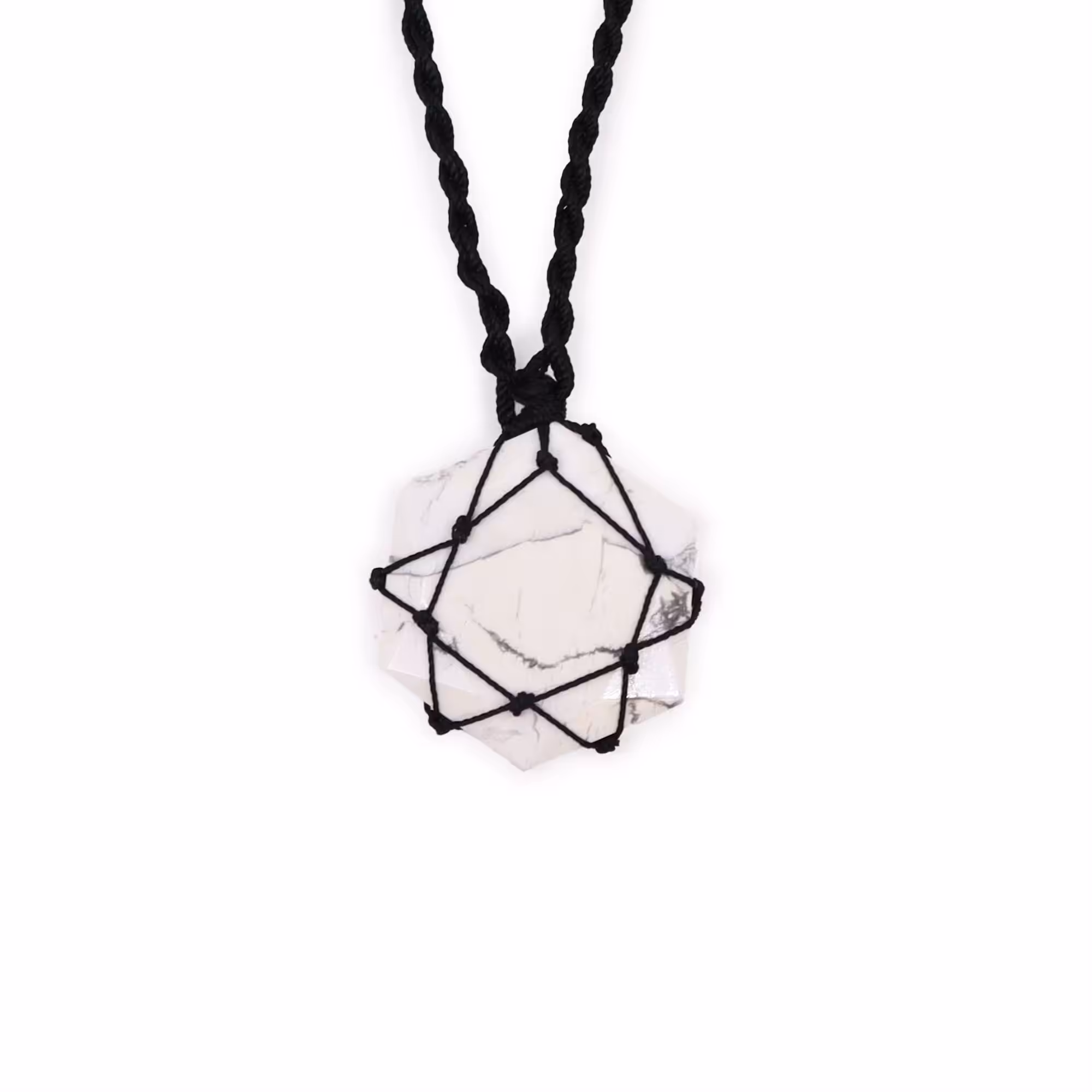 Laced Gemstone Hexagon Pendant – White Howlite | www.artisan-gifts.co.uk 2 Laced Gemstone Hexagon Pendant – White Howlite | www.artisan-gifts.co.uk 1