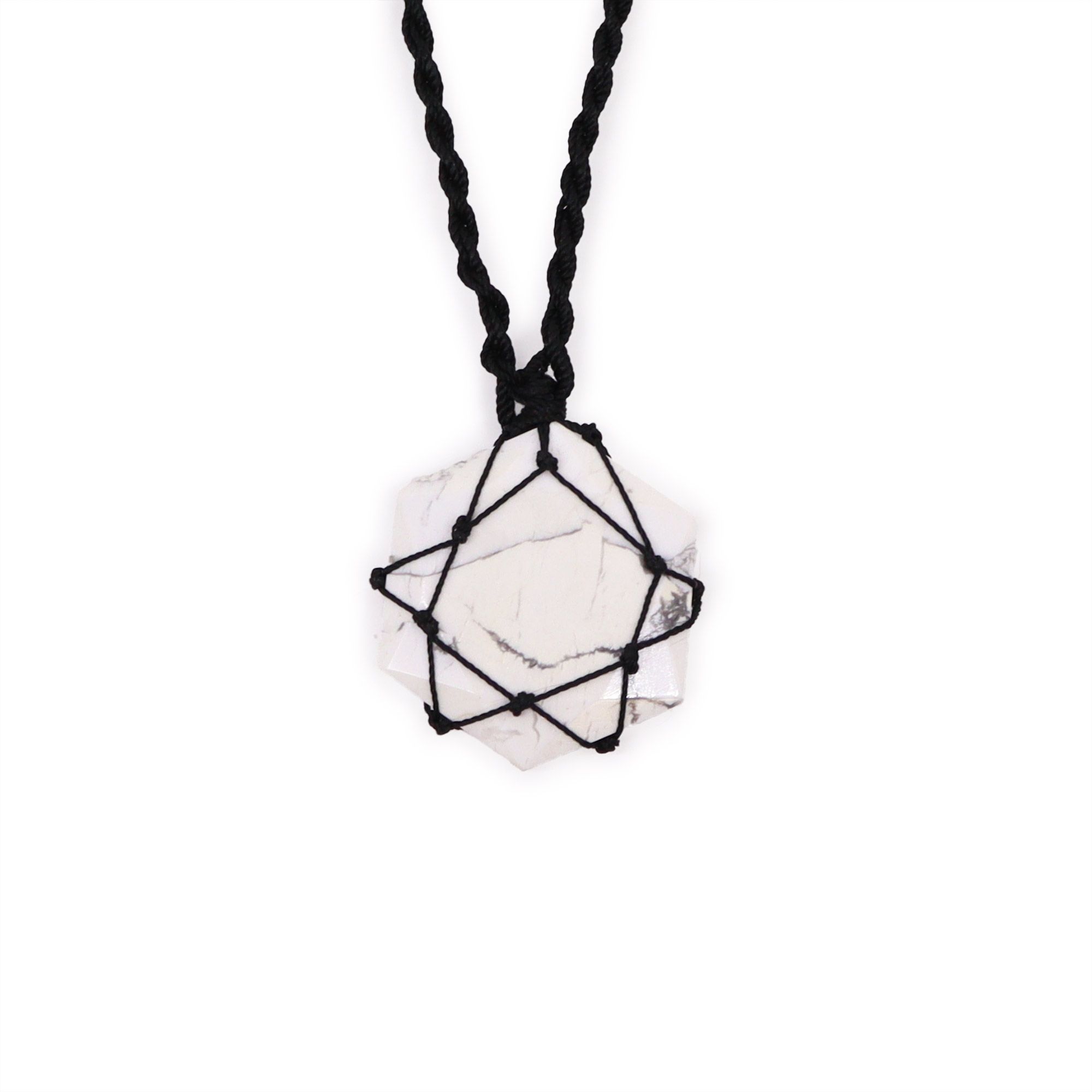Laced Gemstone Hexagon Pendant – White Howlite | www.artisan-gifts.co.uk 2 Laced Gemstone Hexagon Pendant – White Howlite | www.artisan-gifts.co.uk 1
