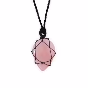 Laced Gemstone Teardrop Pendant – Rose Quartz | www.artisan-gifts.co.uk 1