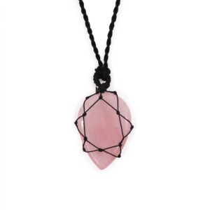 Laced Gemstone Teardrop Pendant – Rose Quartz | www.artisan-gifts.co.uk 1