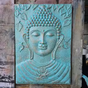 Large Buddha Iron Frame Turquoise Relief – 0.7x1m | www.artisan-gifts.co.uk 1