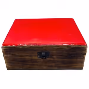 Large Ceramic Glazed Wood Box – 20x15x7.5cm – Red | www.artisan-gifts.co.uk 1