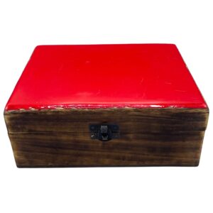 Large Ceramic Glazed Wood Box – 20x15x7.5cm – Red | www.artisan-gifts.co.uk 1