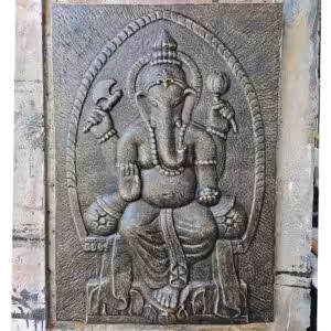 Large Ganpati Iron Frame Antique Gold Relief- 0.7x1m | www.artisan-gifts.co.uk 1